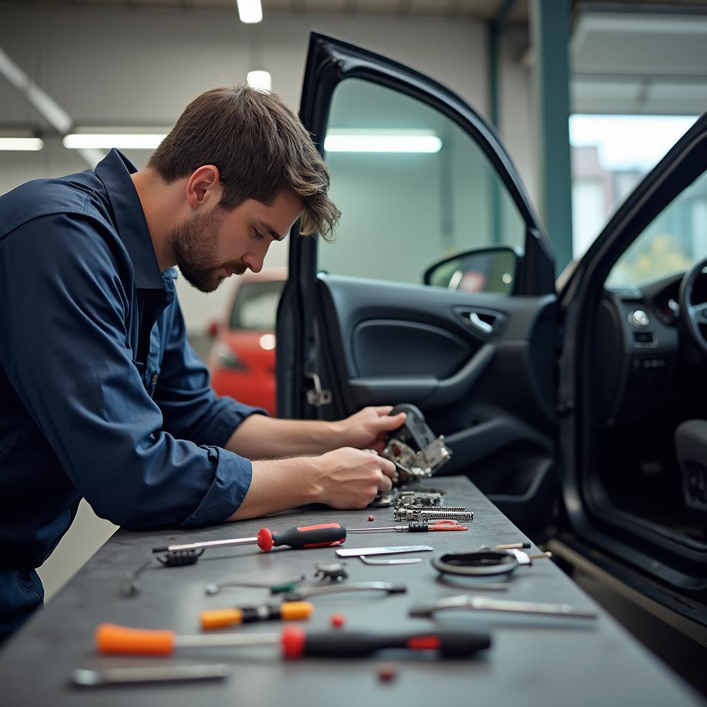 Professional car window sash repair process