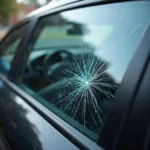 Car Window Scratch Close Up