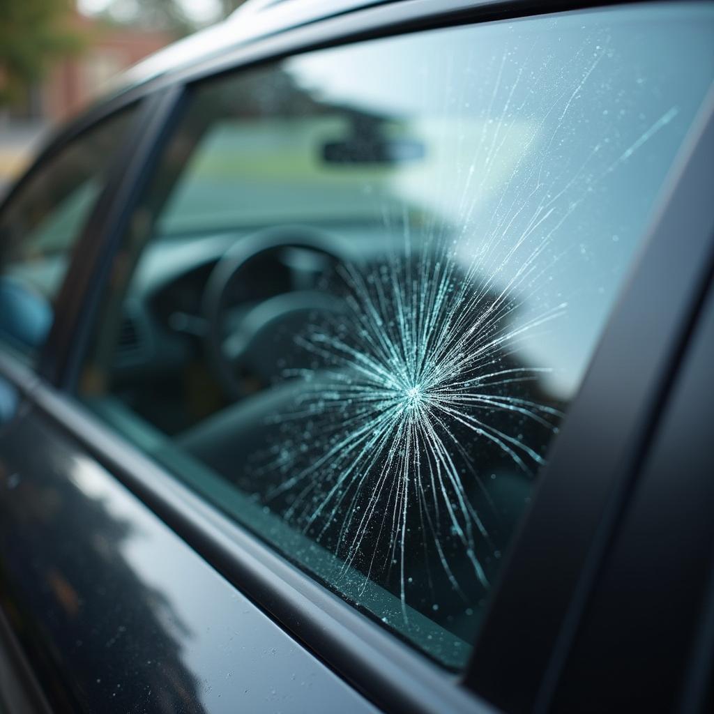 Car Window Scratch Close Up