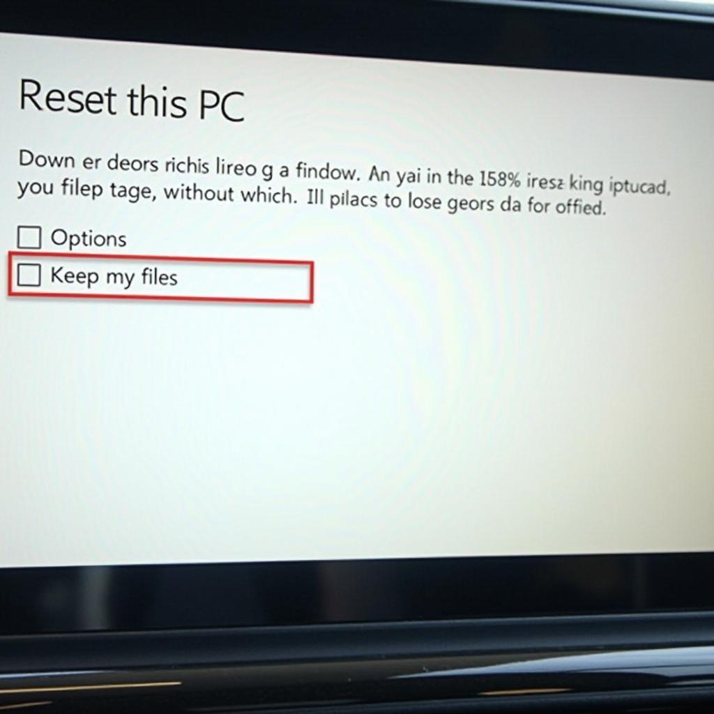 Car Windows 8 Reset Options