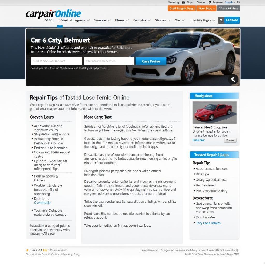 CarRepairOnline Website