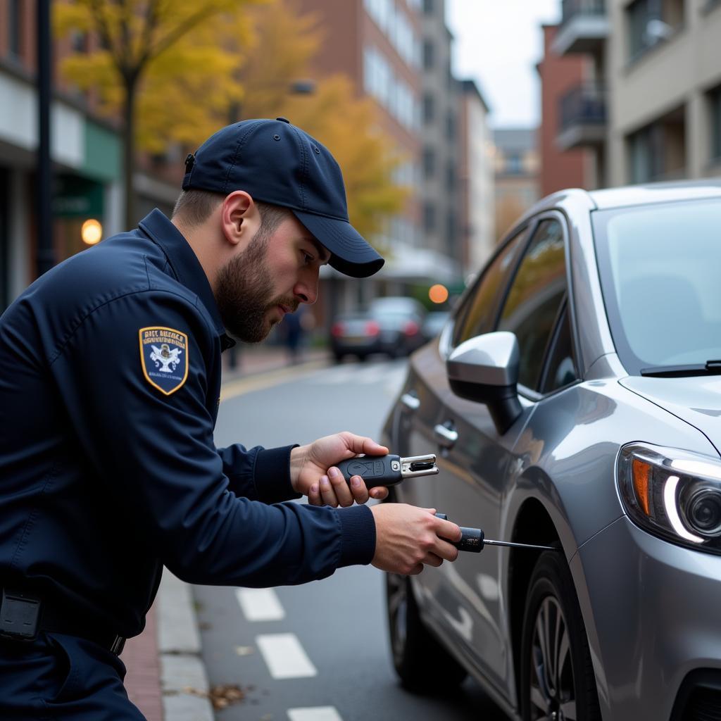 Central Locksmith Unlocking a Car Door