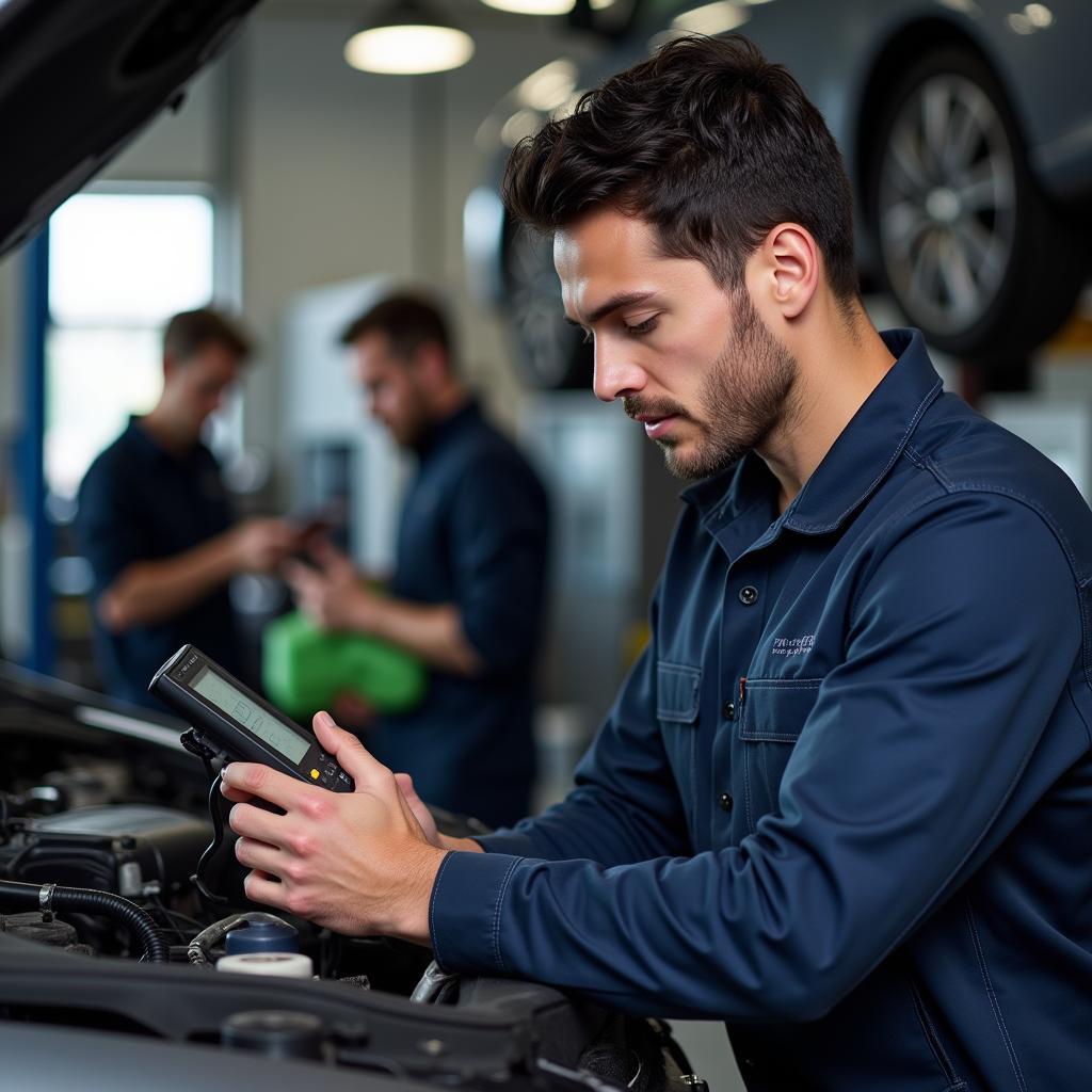 Certified auto electrician working on a car in Gaerwen