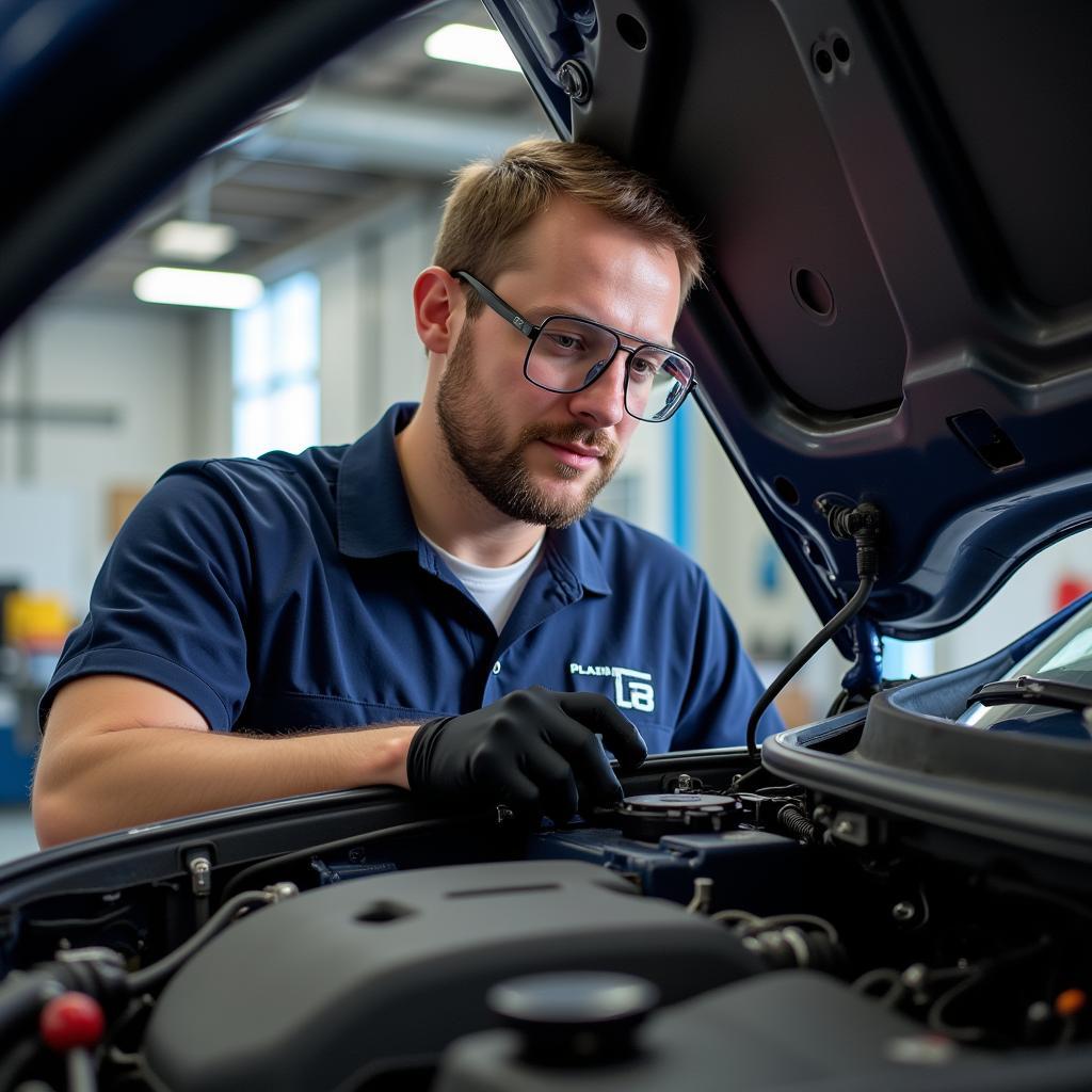 Certified Car AC Technician Performing Repair