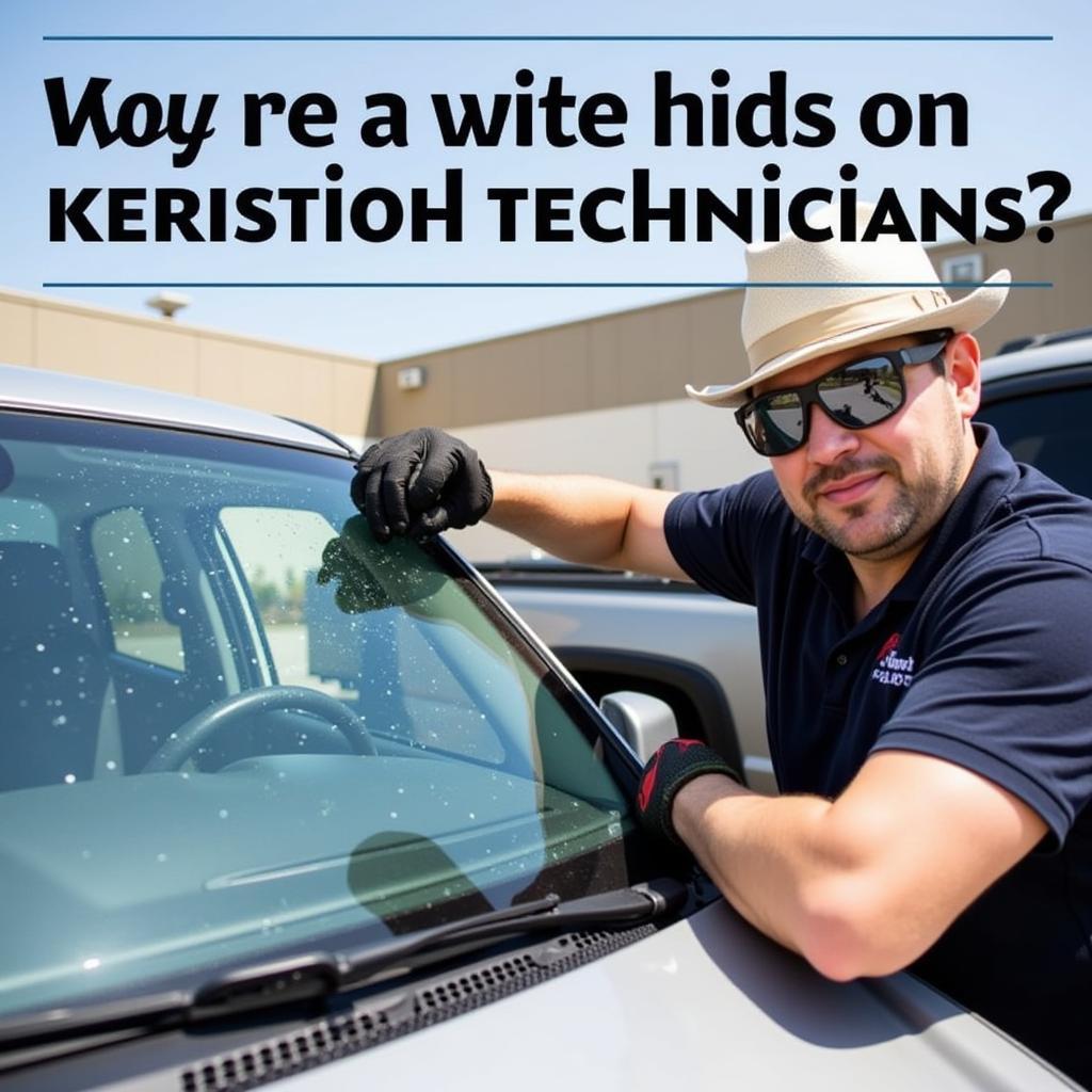 Certified Car Window Repair Technician Working