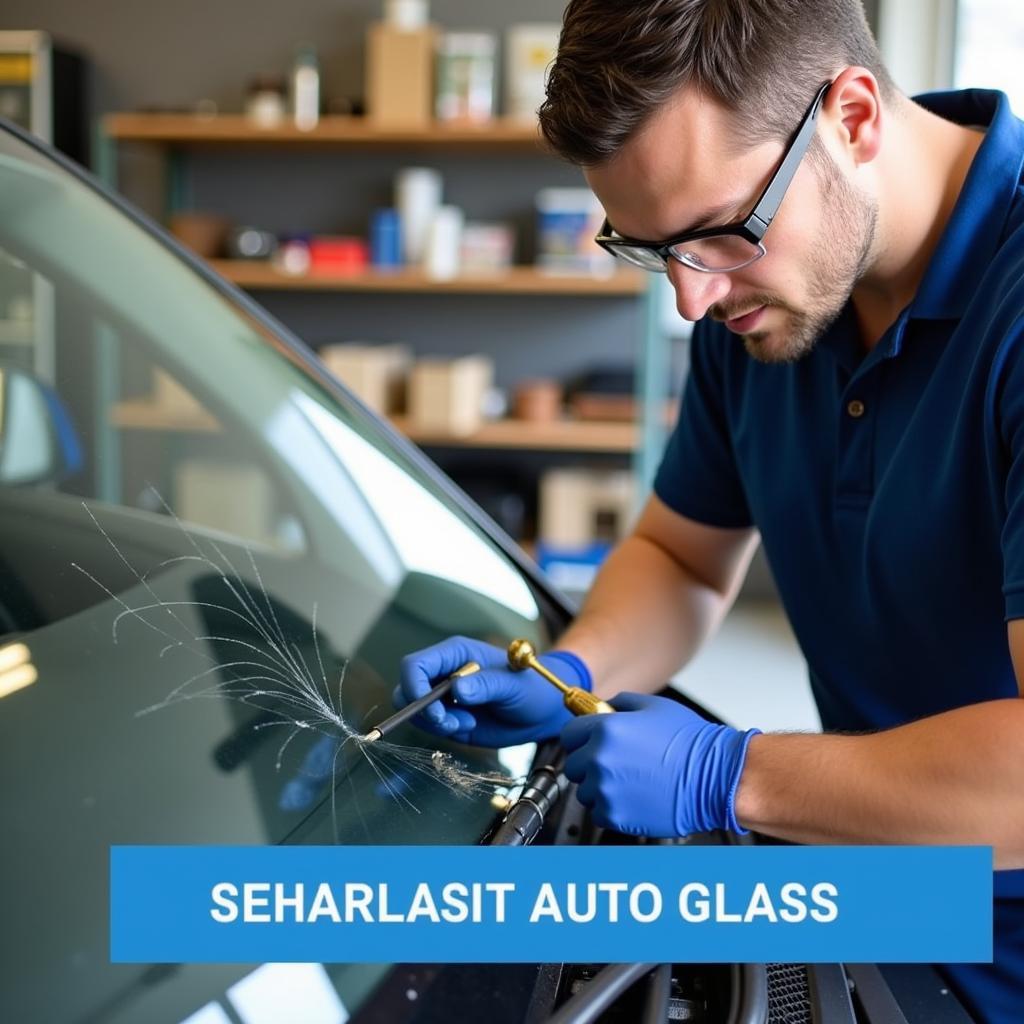 Certified Kissimmee Auto Glass Technician Working