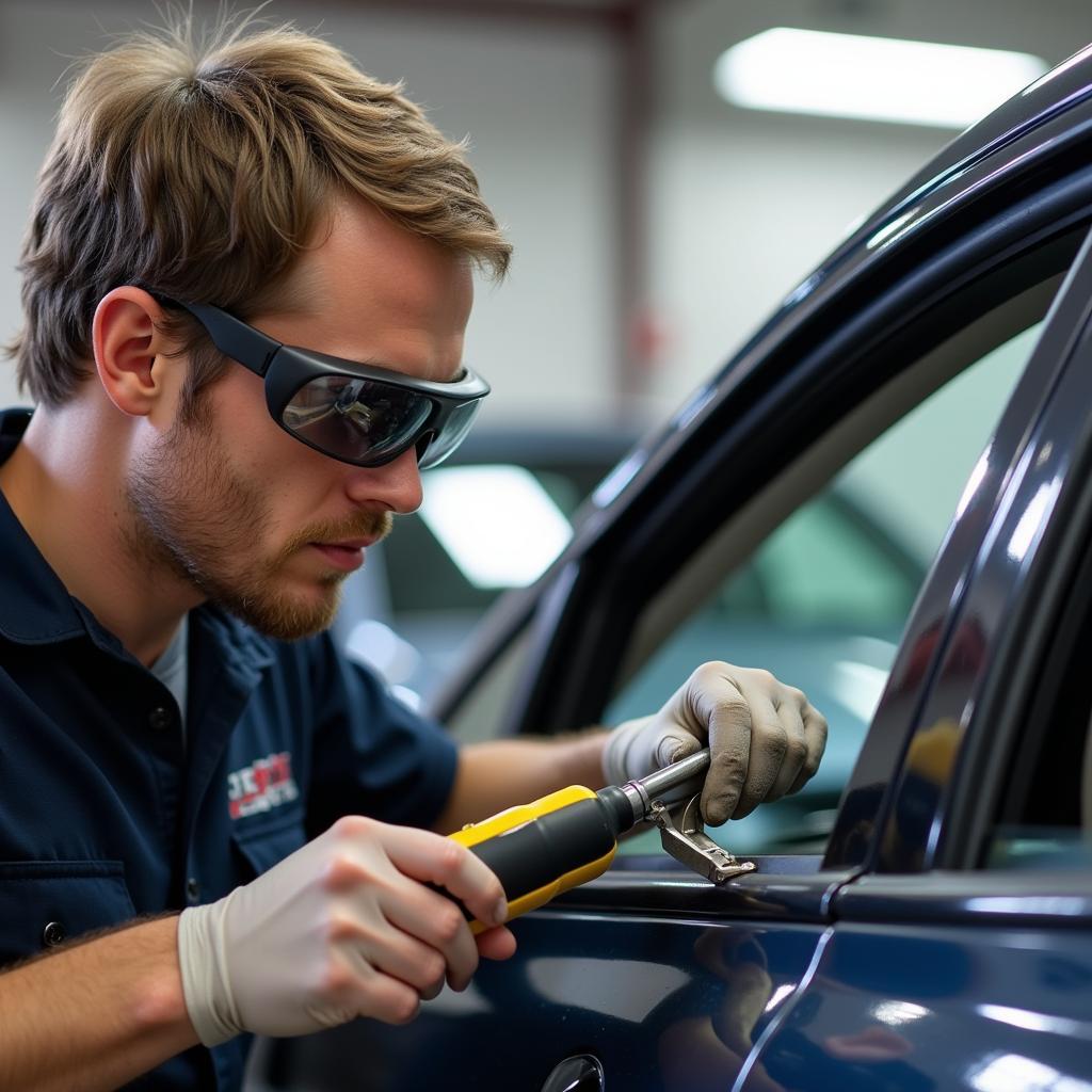 Certified Technician Repairing Car Window