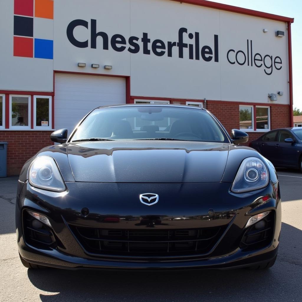 A newly repaired and painted car at Chesterfield College’s workshop