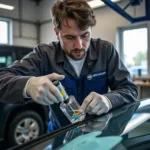 Car Window Repair in Progress in a Chicago Heights Shop