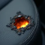 Car Seat with Cigarette Burn Hole