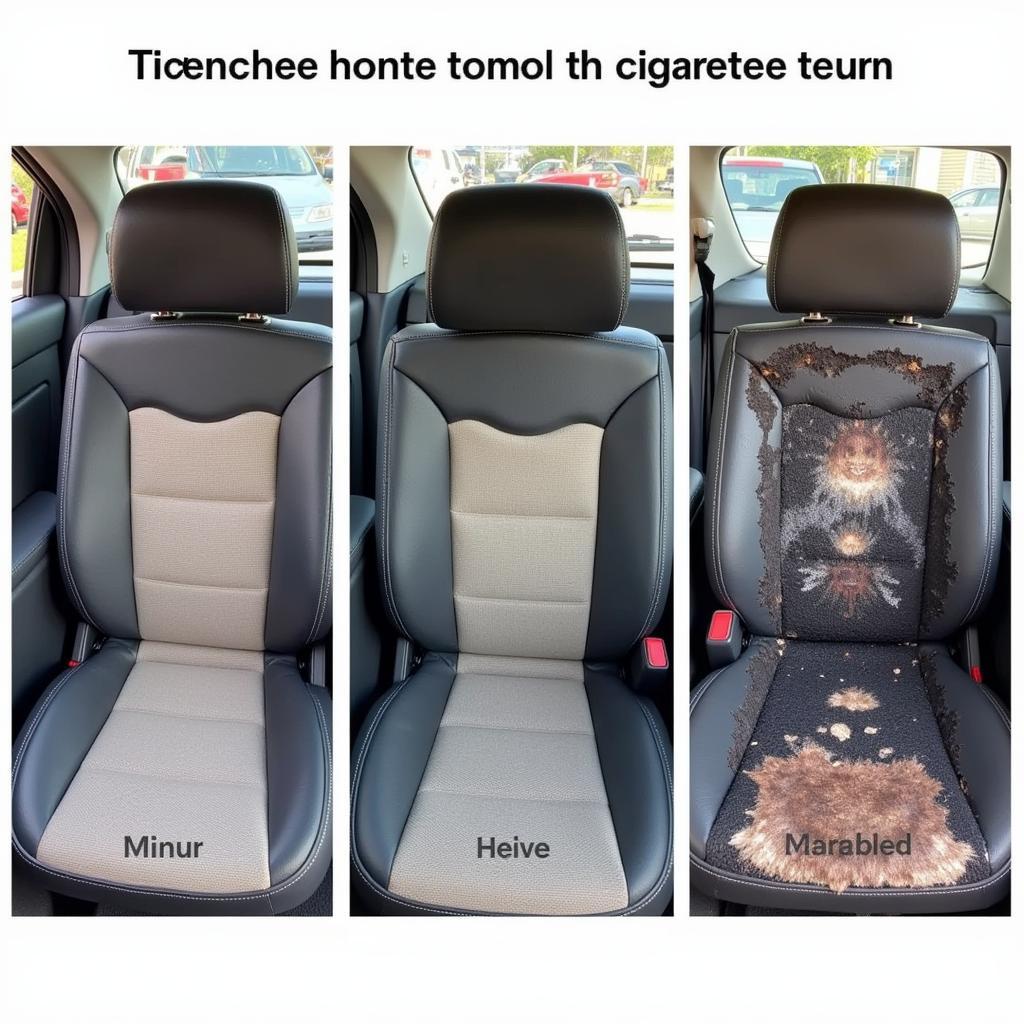 Different Levels of Cigarette Burn Severity on Cloth Car Seat