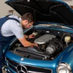 Classic Mercedes Benz Engine Compartment Inspection