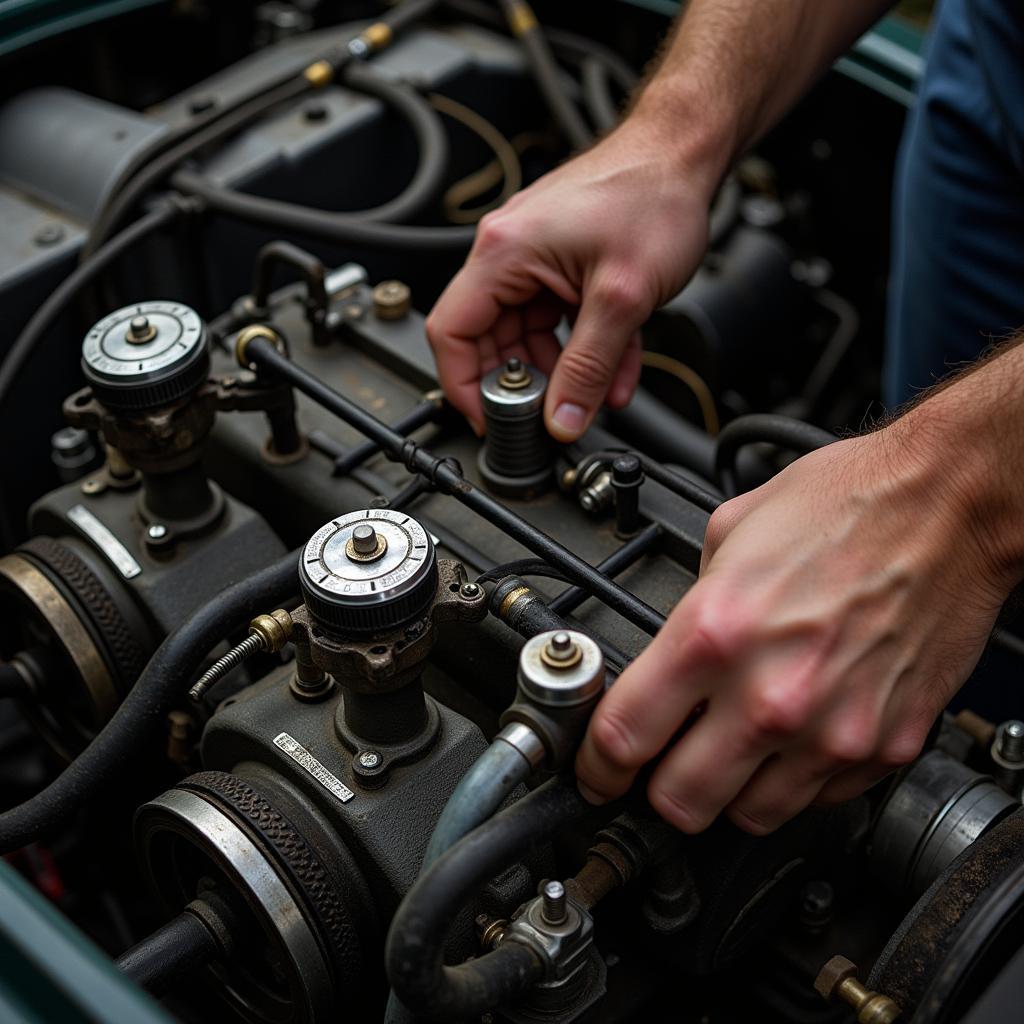 Classic Mercedes Engine Repair in Progress