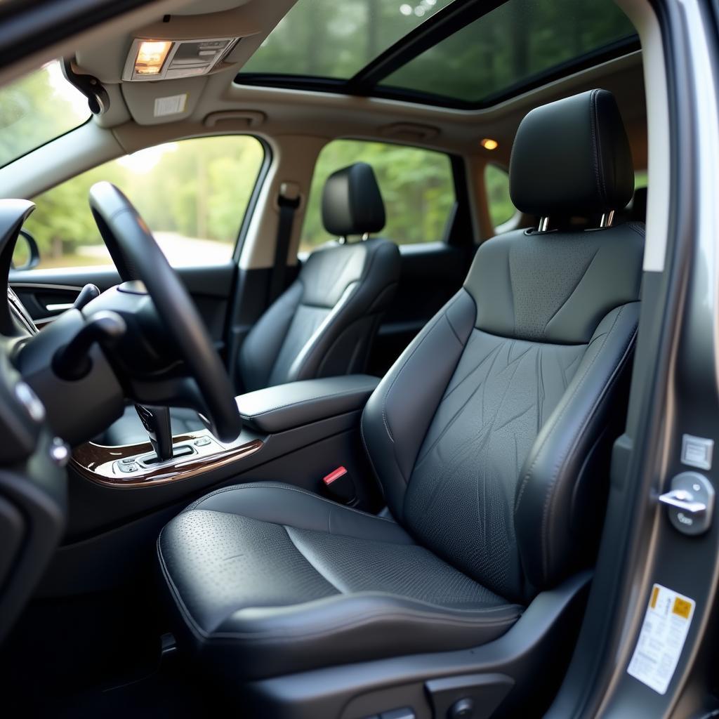 Clean leather car seat interior