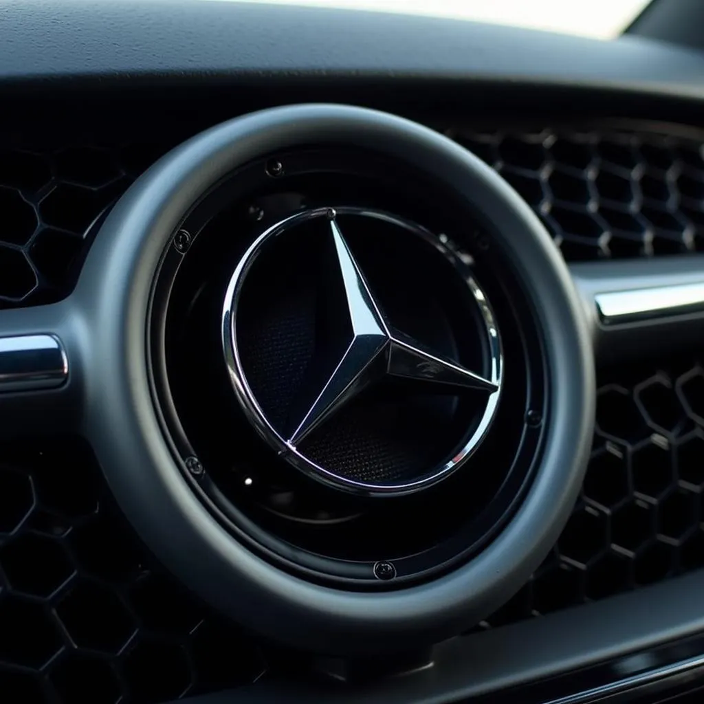 High-quality close-up of a Mercedes car speaker grille