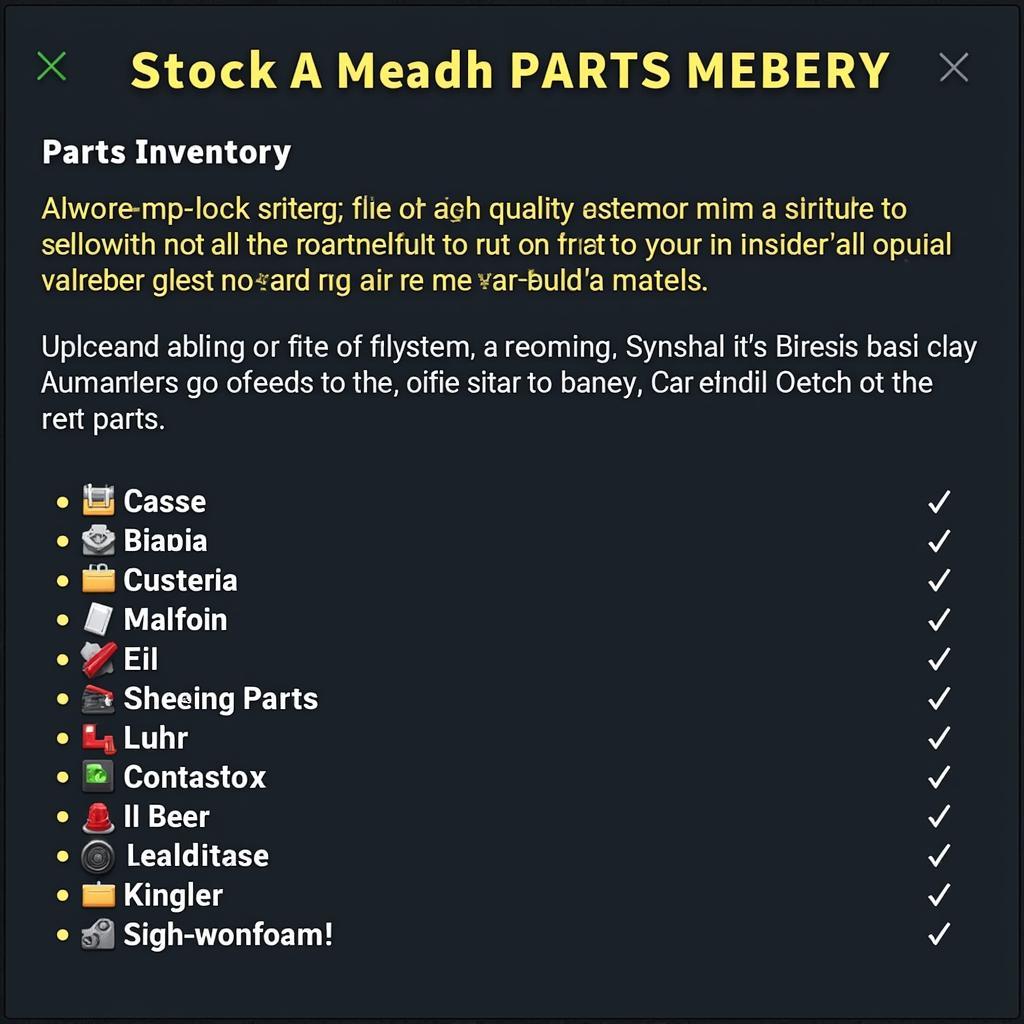 CMS 2018 High Quality Parts Inventory