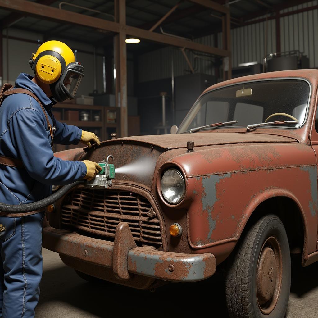 Sandblasting Rust in Car Mechanic Simulator 2018