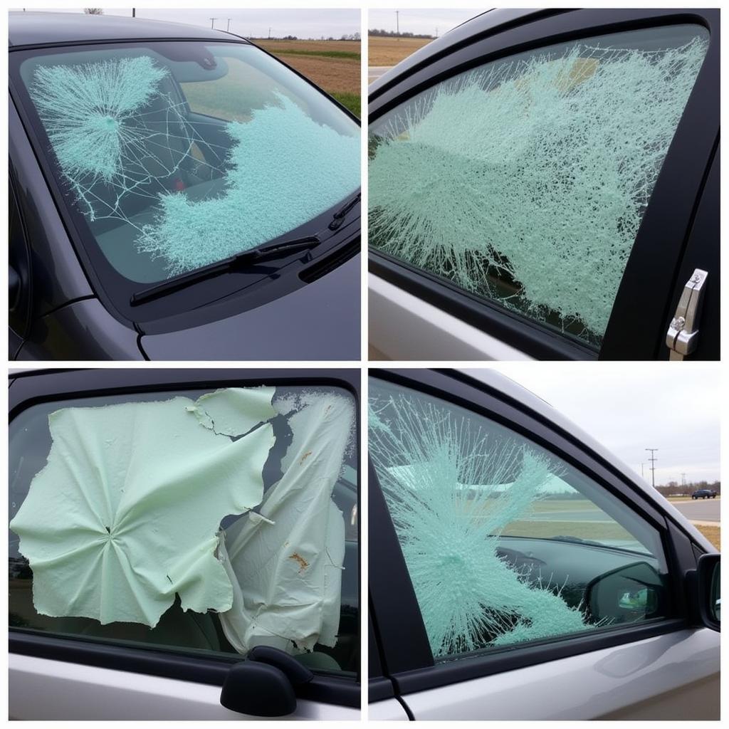  Different types of car window damage.