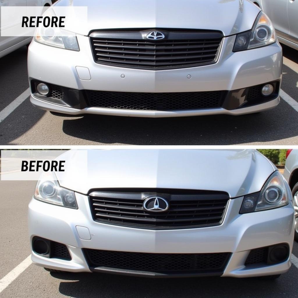 Side-by-side comparison of DIY and professional bumper repair results