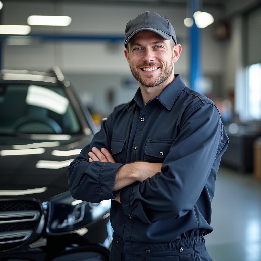 Confident Car Body Repair Technician