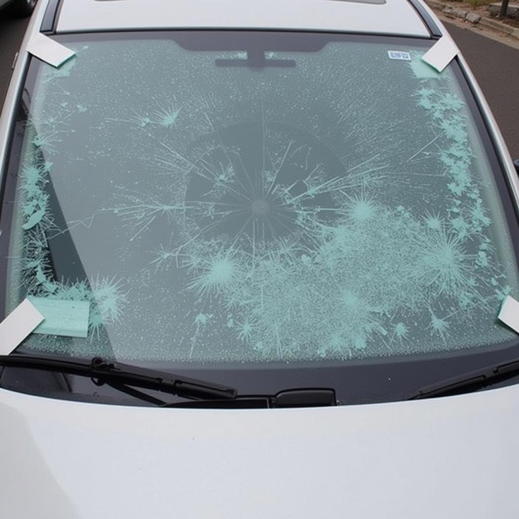 Securing plastic sheeting over a broken car window