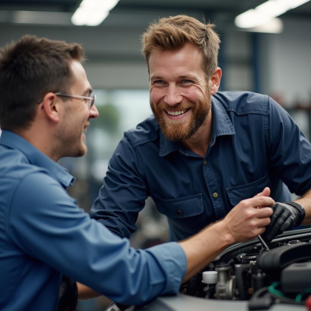 Customer Consulting with Car Repair Technician in Watford