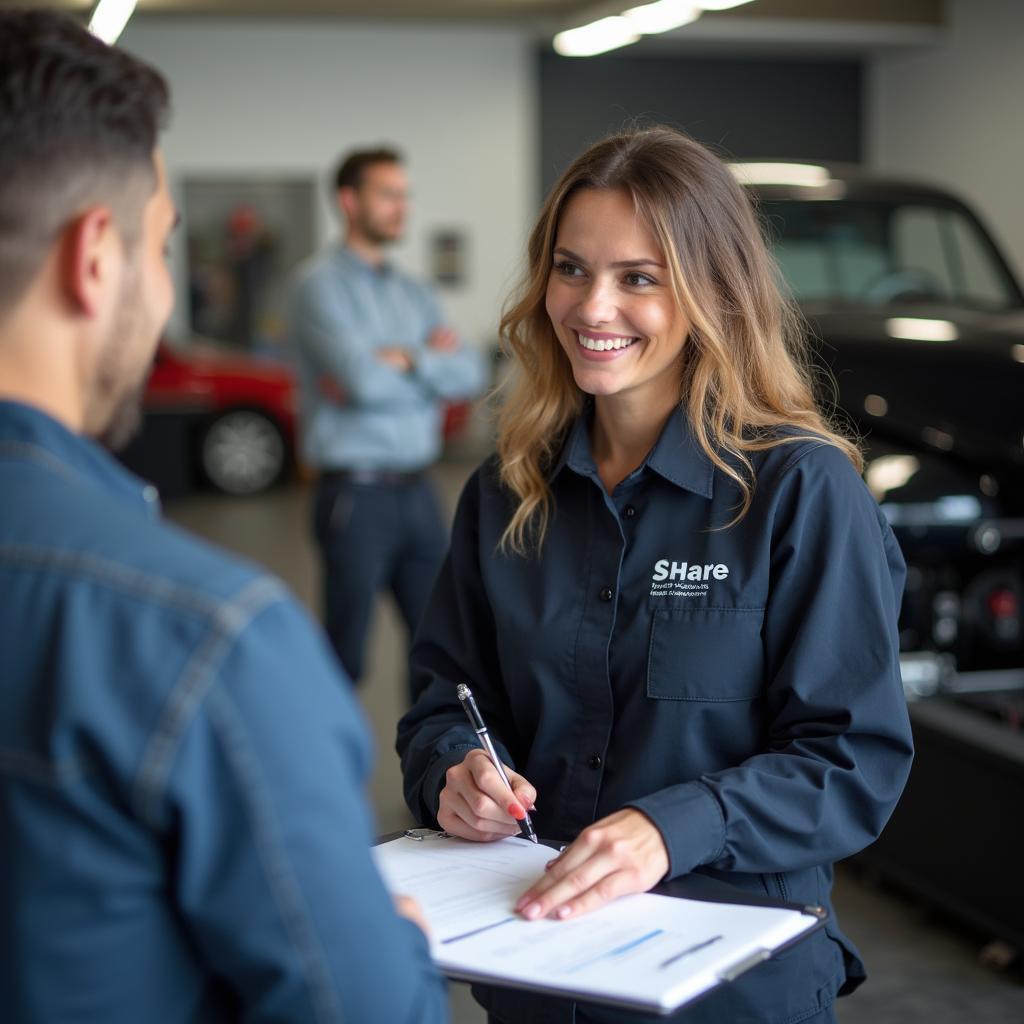 Customer service at a car body repair shop in Gloucester