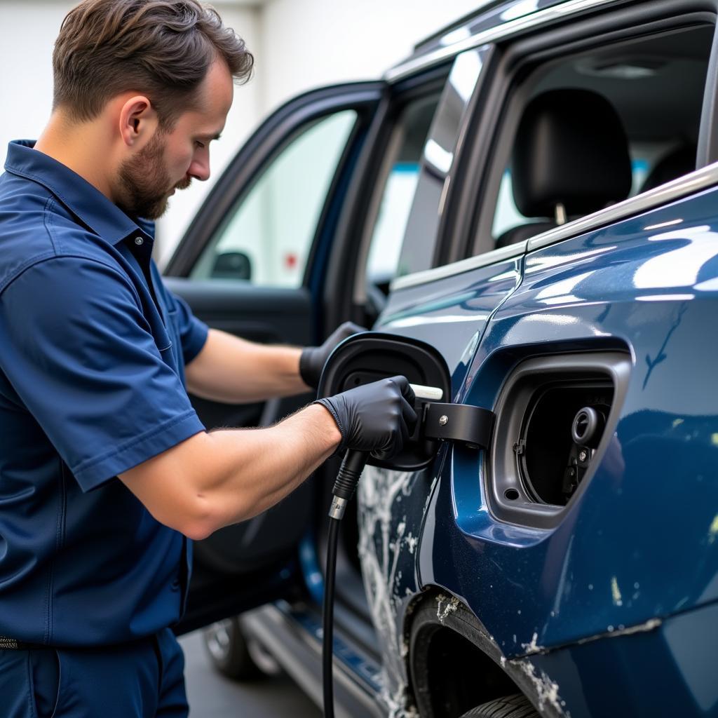 Damaged EV Exterior Inspection