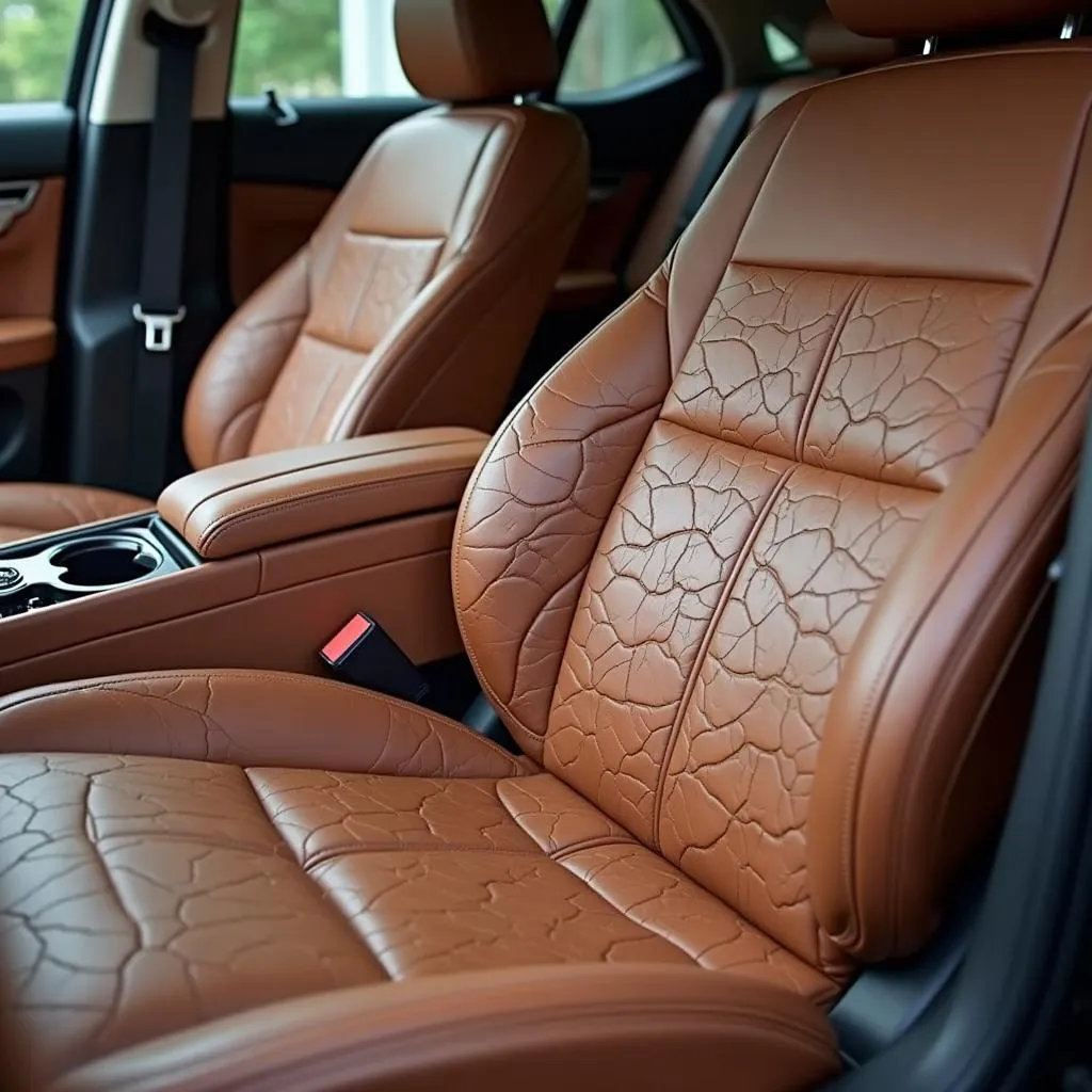 Leather Car Seat with Visible Damage