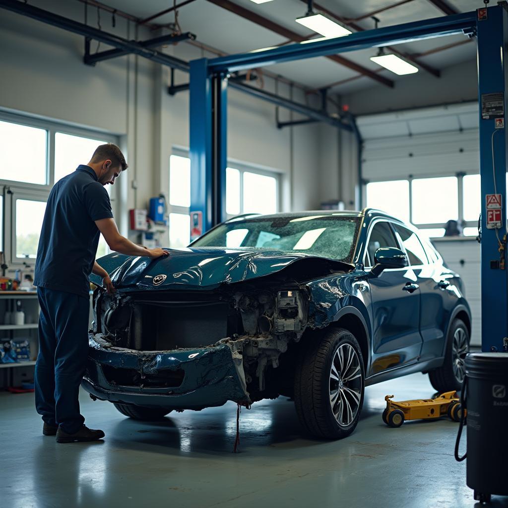 Darlaston car body repair shop in action