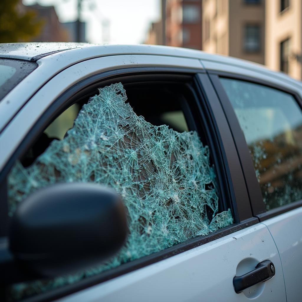 Broken car window in Washington DC