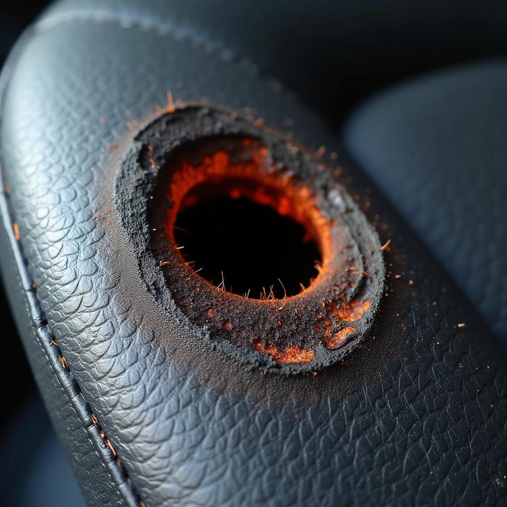 Deep Burn Hole in Car Seat