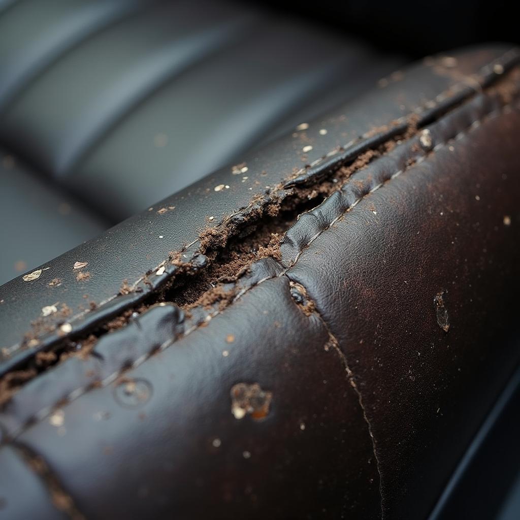 Deep Cut in Leather Car Seat