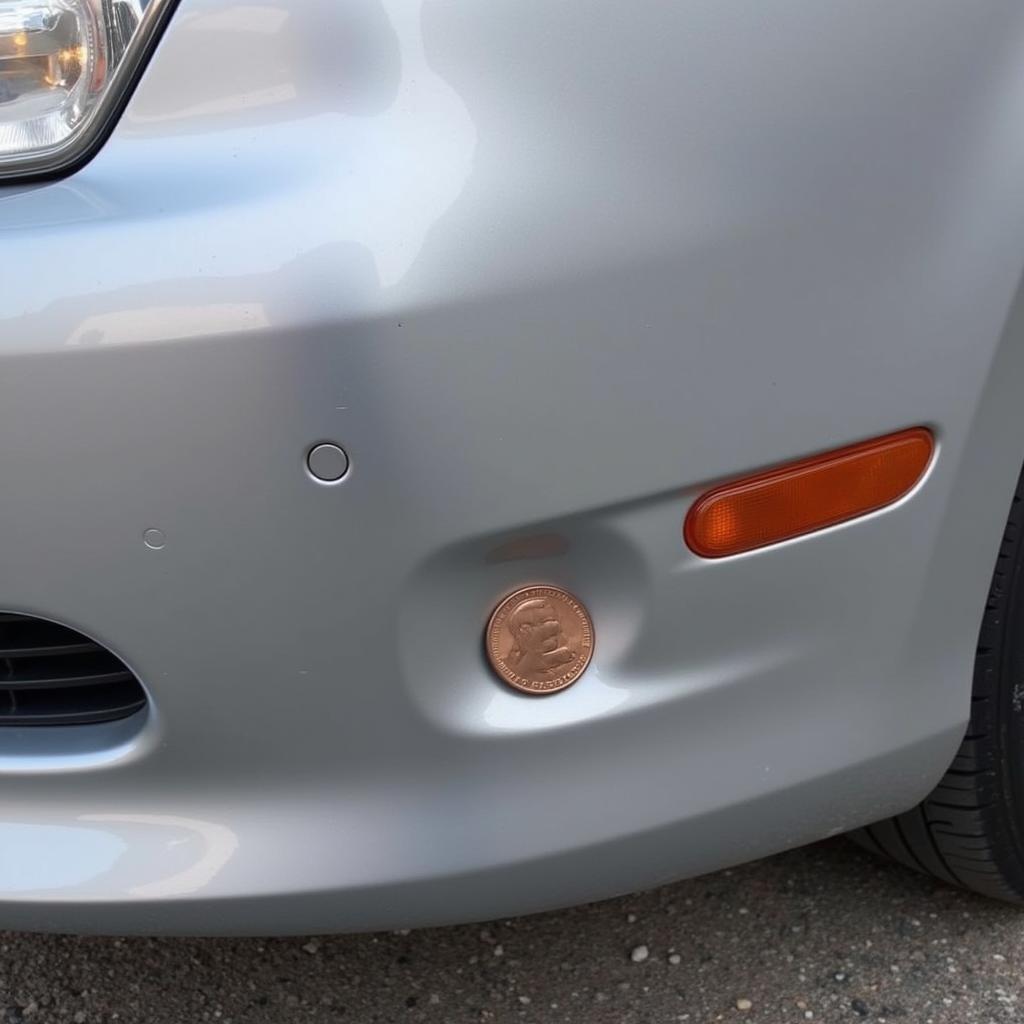 Dent in Car Bumper