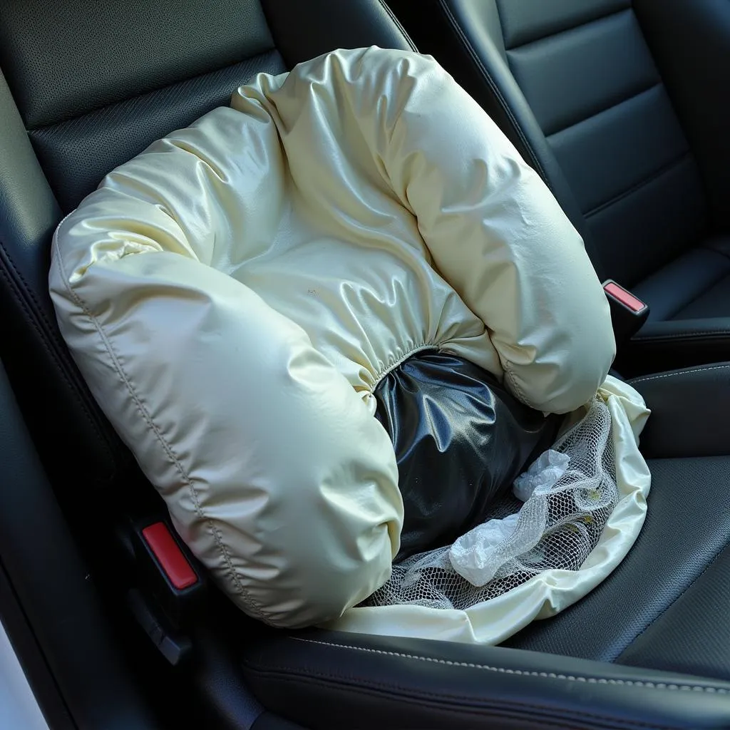 Deployed car seat airbag