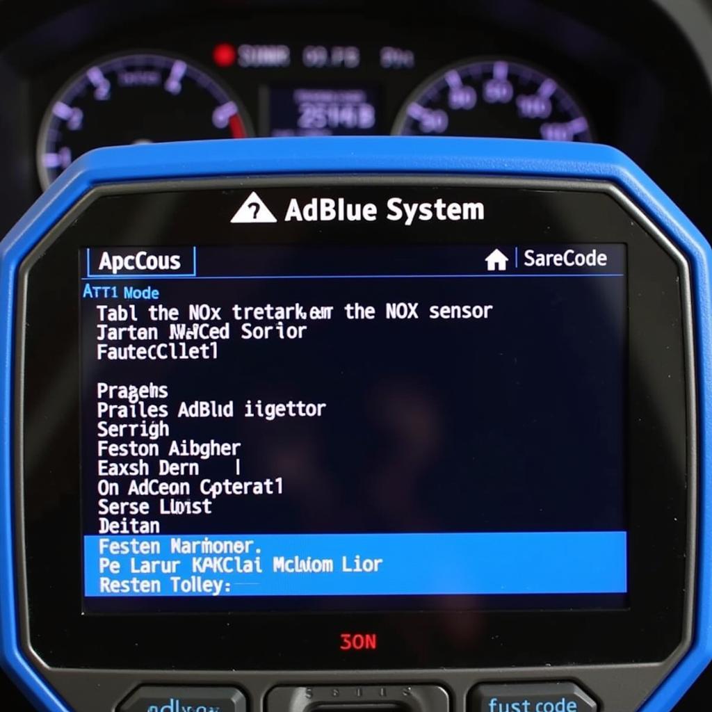 Reading Fault Codes Related to the AdBlue System on a Diagnostic Tool