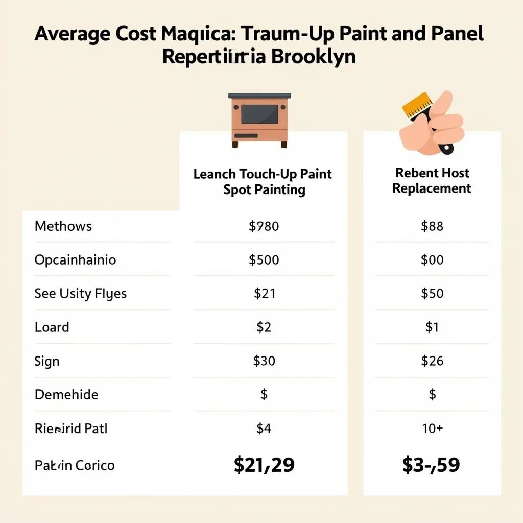 Comparison of car paint chip repair costs based on damage severity