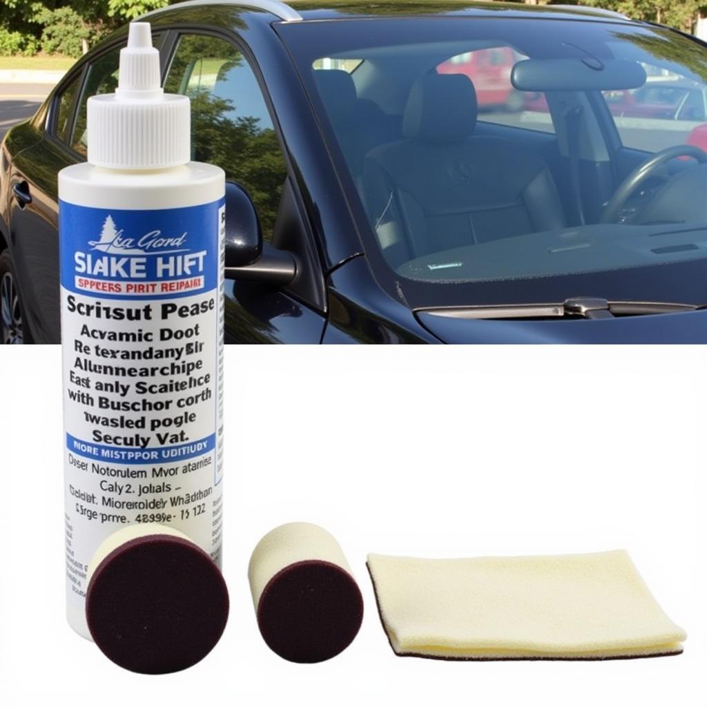 DIY car window scratch repair kit with cerium oxide polish and applicator pad