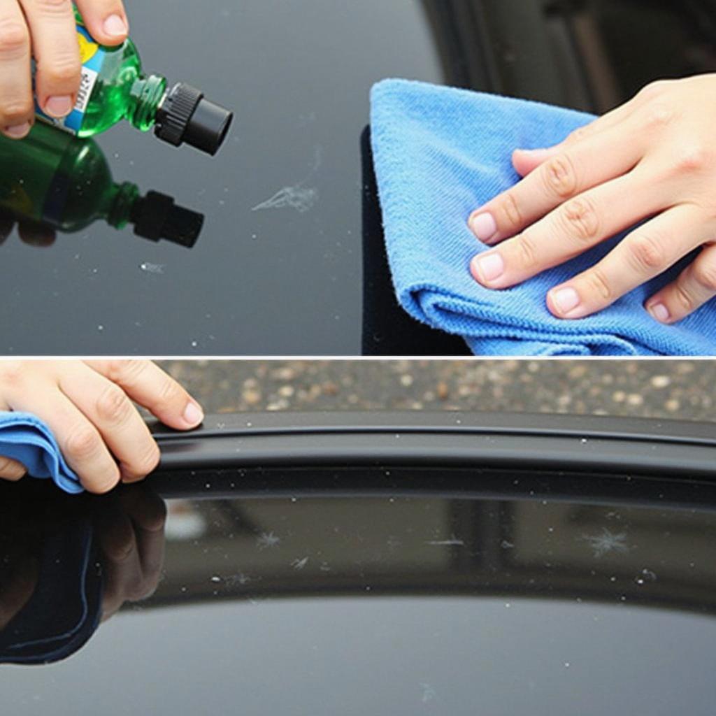 Applying Solution to Car Window Tint Scratch