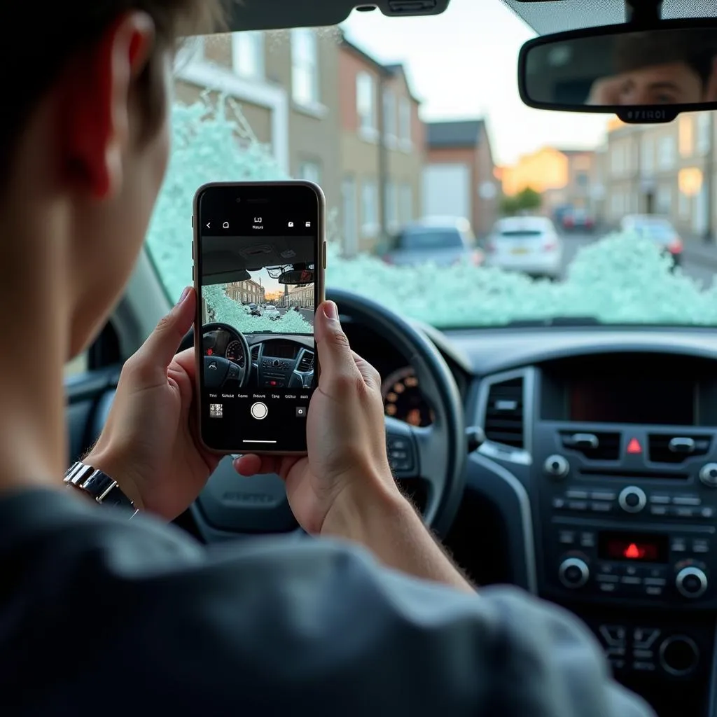 Documenting Smashed Car Window Damage in Bristol