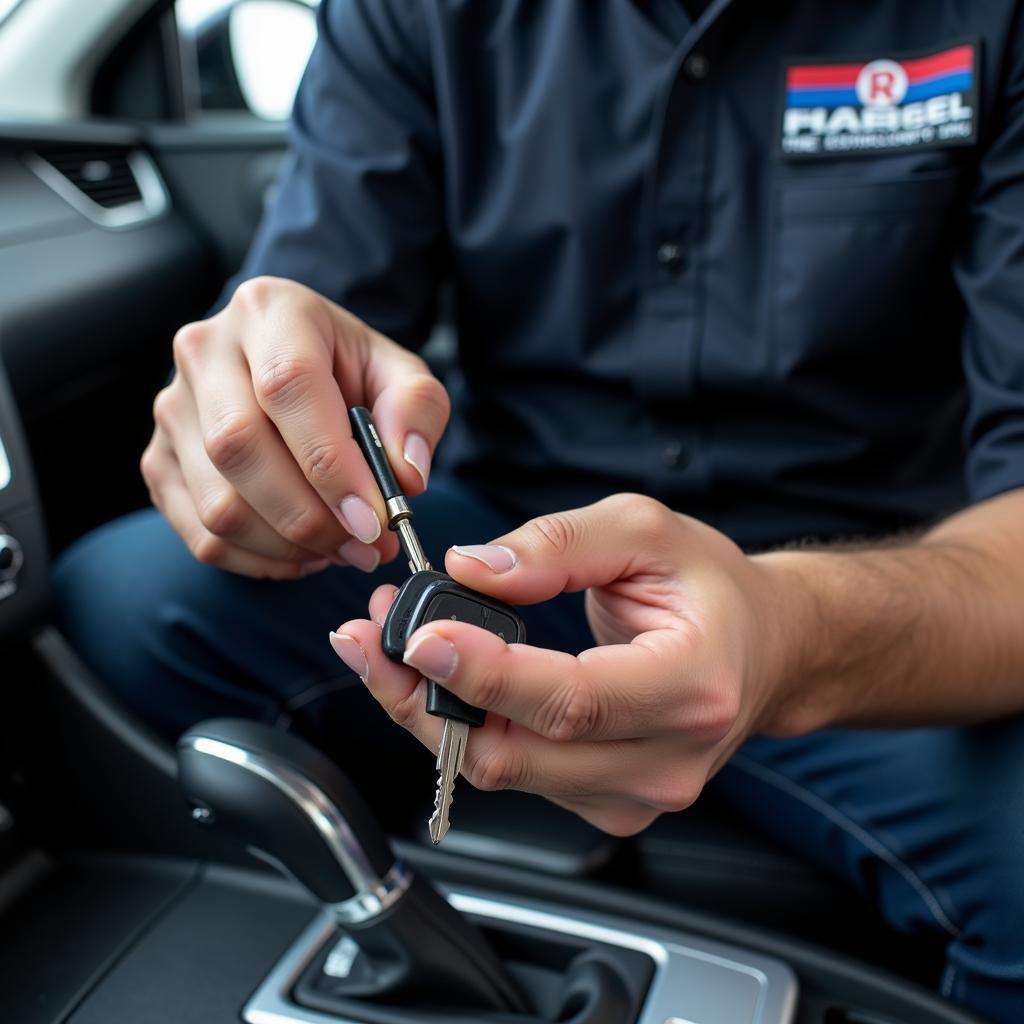 Dubai Car Key Repair Technician Working