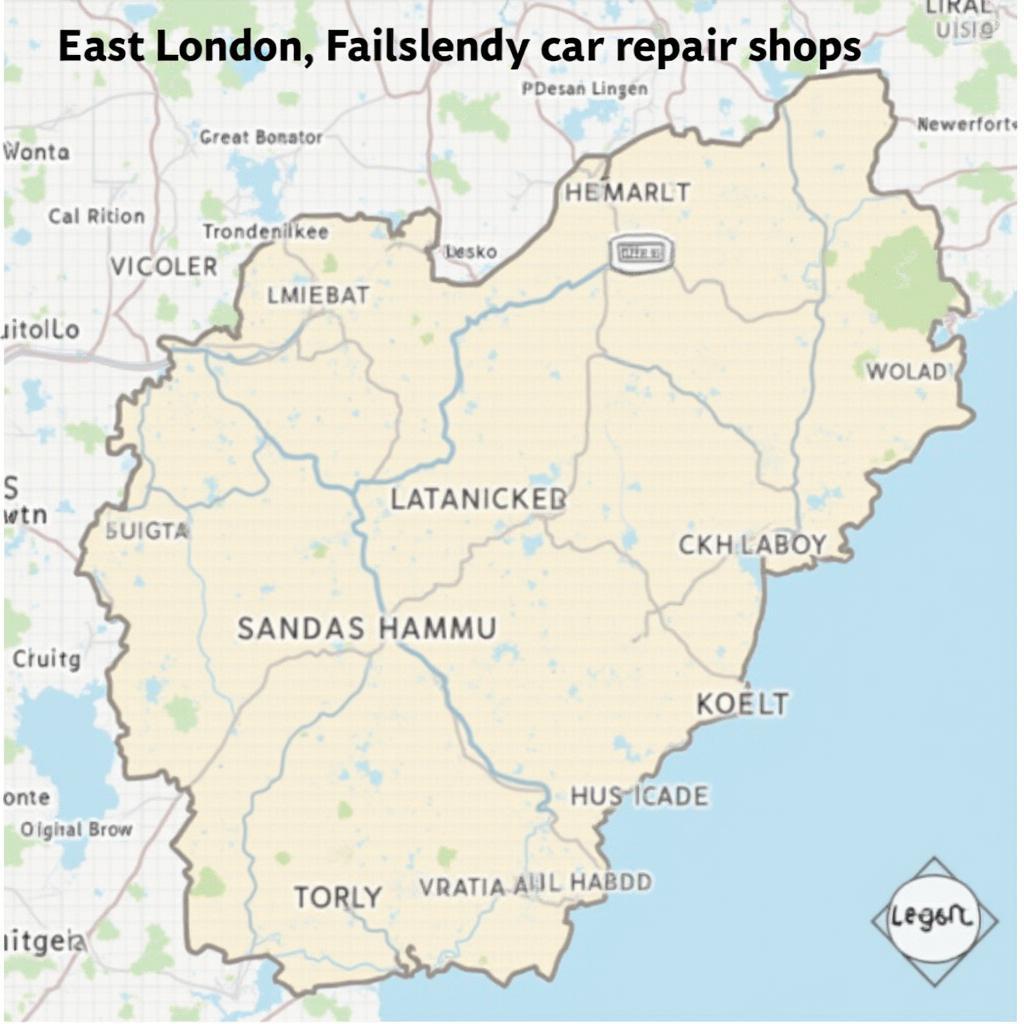 Map of car repair shops in East London