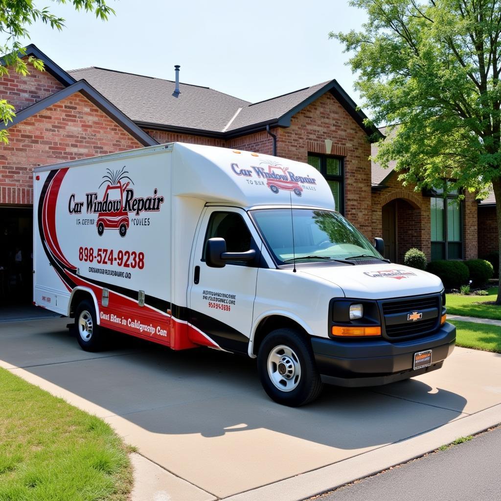 Mobile car window repair van in Edmond