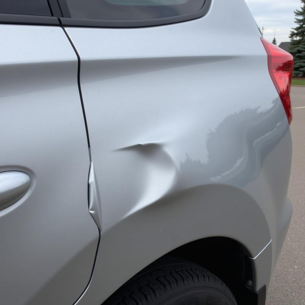 Example of a dent on a car in Edmonton