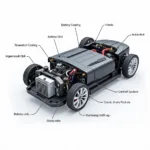 Close-up view of an electric car battery pack