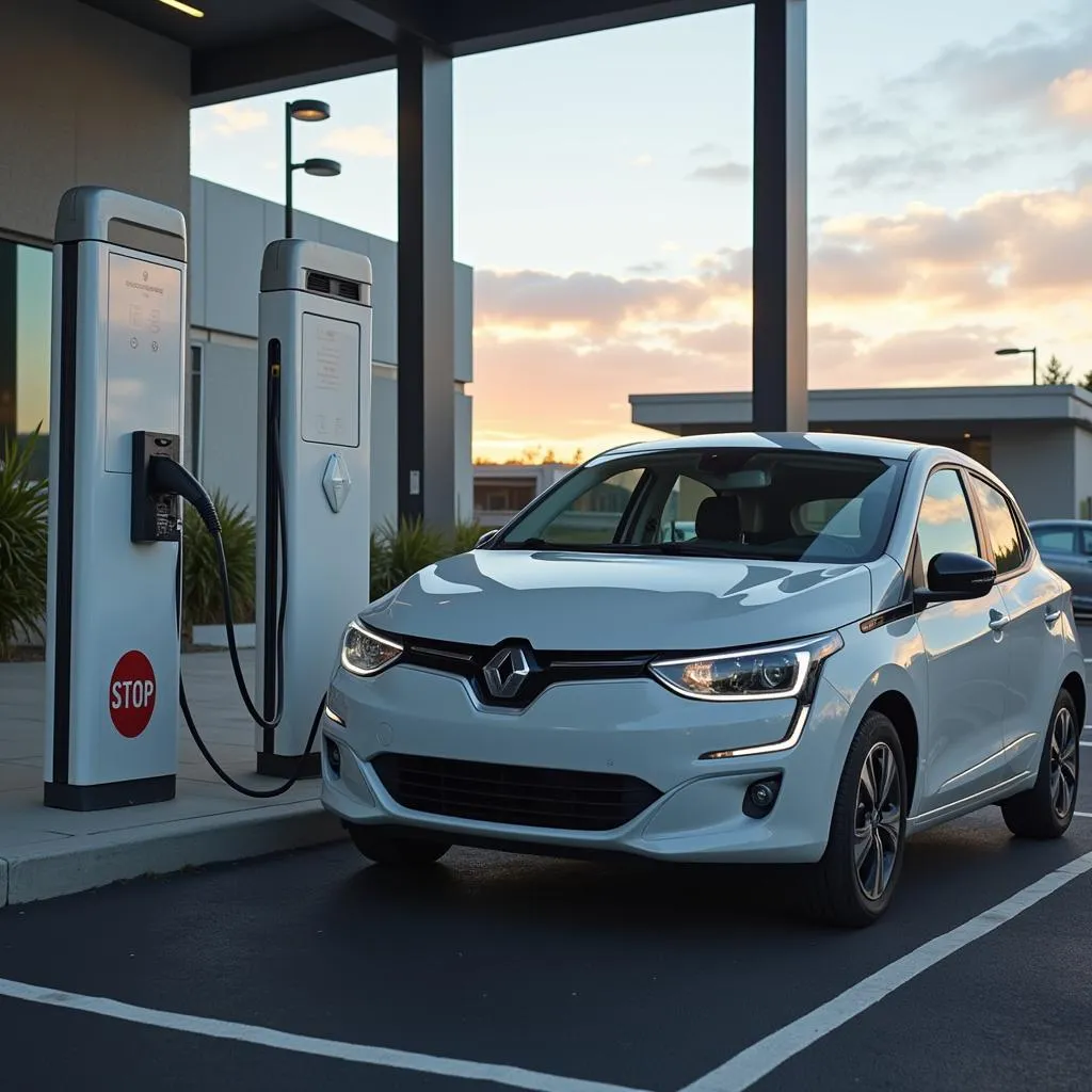 Electric Car Charging at Public Station