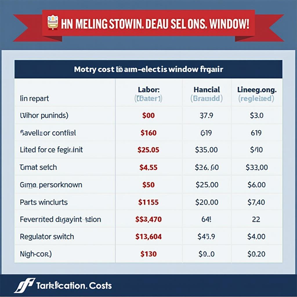 Infographic detailing electric window repair costs