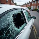 Car with broken window in Leicester