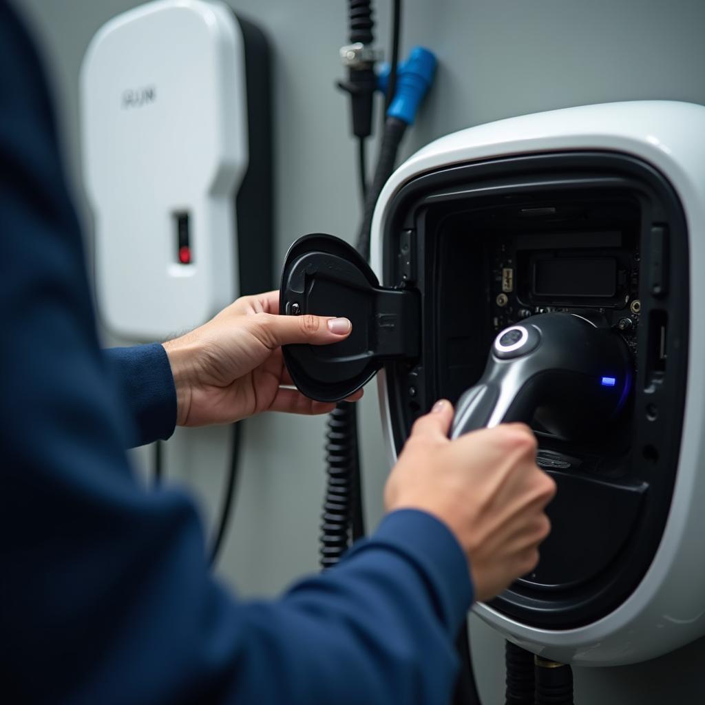 Expert Technician Repairing EV Charger in Glenview