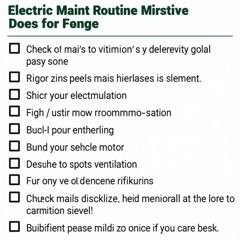 EV Routine Maintenance Checklist